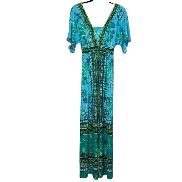 Lilly Pulitzer Ilia Maxi Dress Size 00 Blue Seabreeze Plant One On You NWOT - Picture 2 of 15